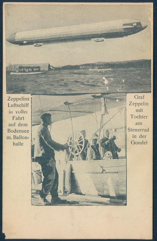 Граф Цеппелин с дочерью в гондоле одного из воздушных кораблей названных в его честь
