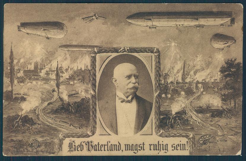 Австро-венгерская открытка с портретом графа и его изобретений (1914)