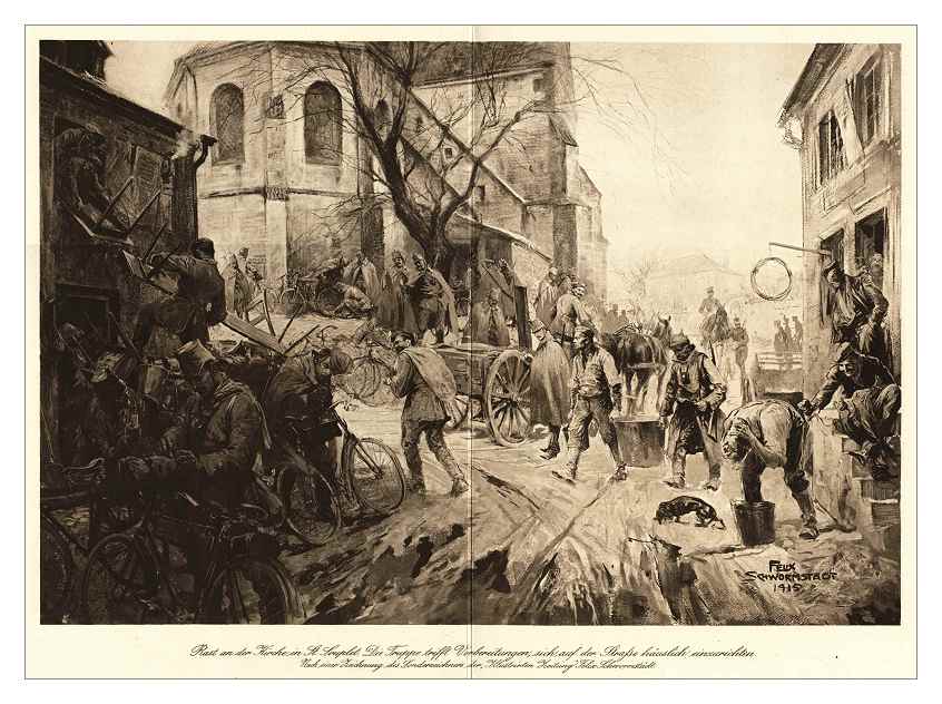 Германские солдаты во французской деревне