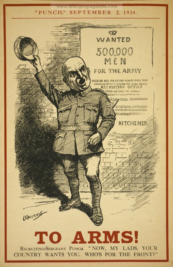 Обложка юмористического журнала Панч. Армии требуются 500 тысяч мужчин