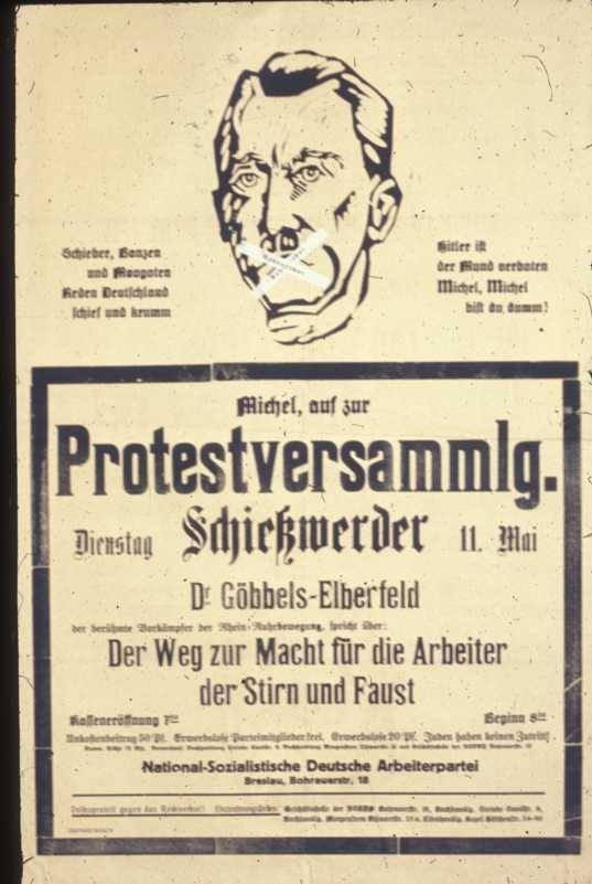 И опять запрет на выступления Гитлера. Плакат о выступлении Геббельса, гауляйтера Берлина