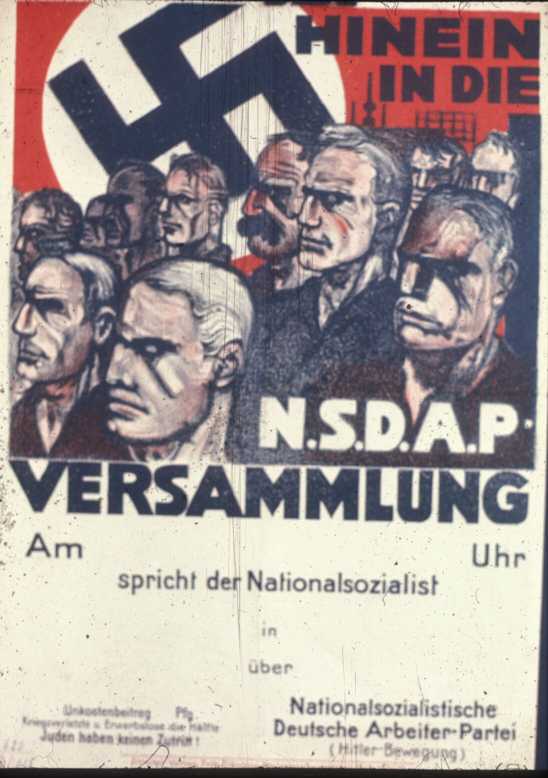 Плакат приглашает на митинг НСДАП. Место и время не указаны.