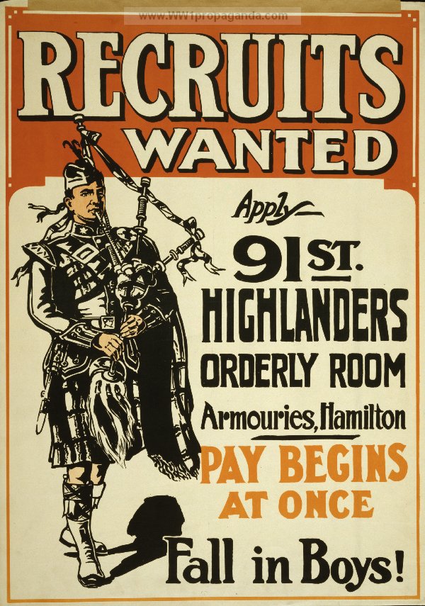 Призыв вступать в 91 шотландский полк