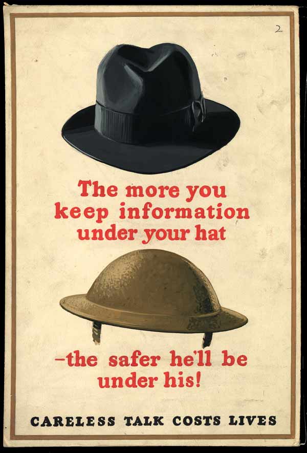 Чем больше информации ты держишь под шляпой, тем целее будет тот, кто носит не шляпу, а каску (извините, за слишком вольный перевод)