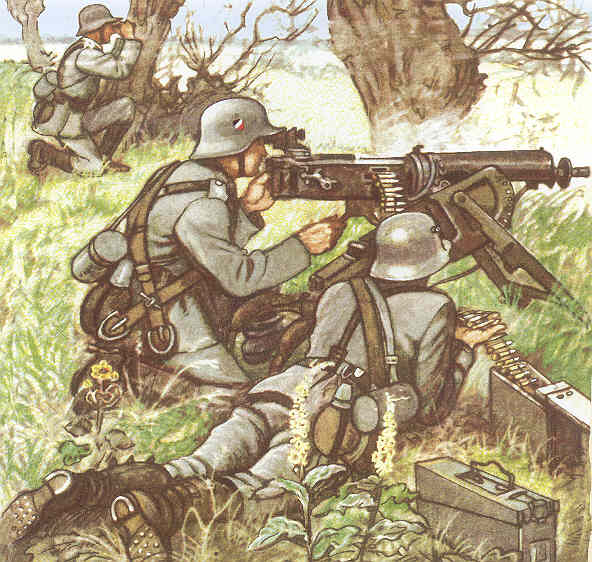 Пулеметчики (картина нарисована до войны, пулеметчики служат в Рейхсвере Веймарской республики)