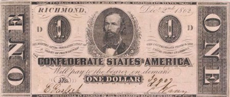 1 доллар. На купюре изображен Клемент К. Клей - конгрессмен из Алабамы.