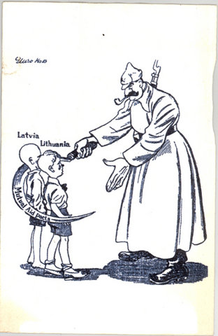 Карикатура, посвящённая присоединению Латвии и Литвы к СССР