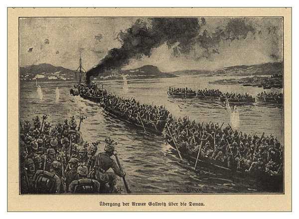 Германские войска переправляются через Дунай для оккупации Румынии. 27 августа 1916 года Румыния вступила в войну на стороне Антанты. Но лучше бы она оставалась нейтральной