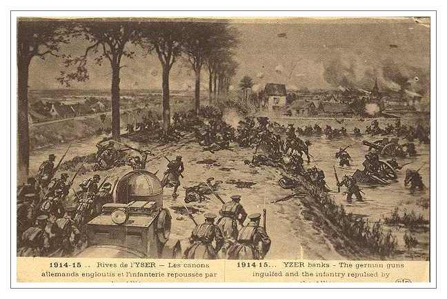 Бельгийский броневик принимает участие в атаке