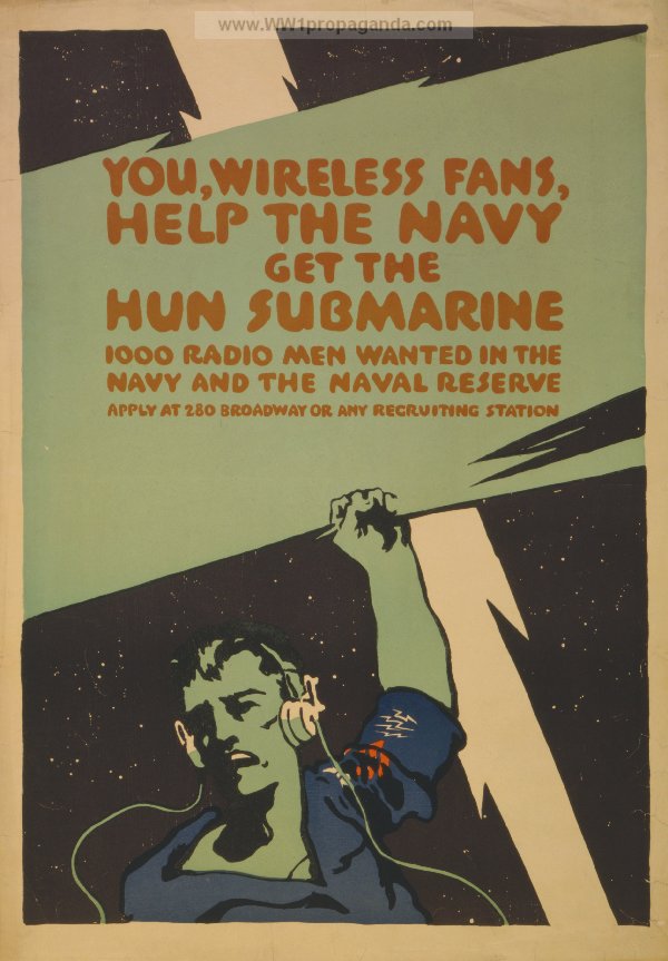 Вы, фанаты радио, помогите флоту искать субмарины гуннов! Тысяча радистов хотят служить во флоте и флотском резерве.