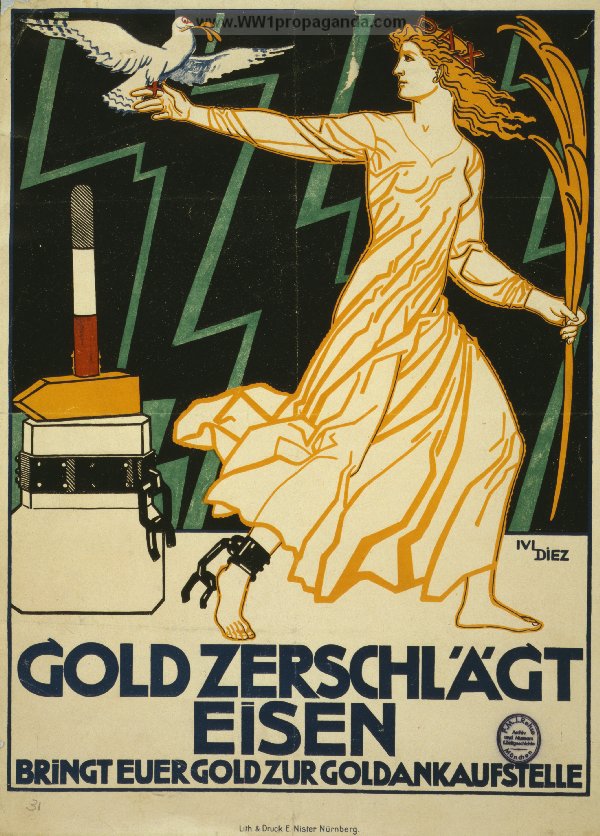 Плакат призывает сдавать золото государству