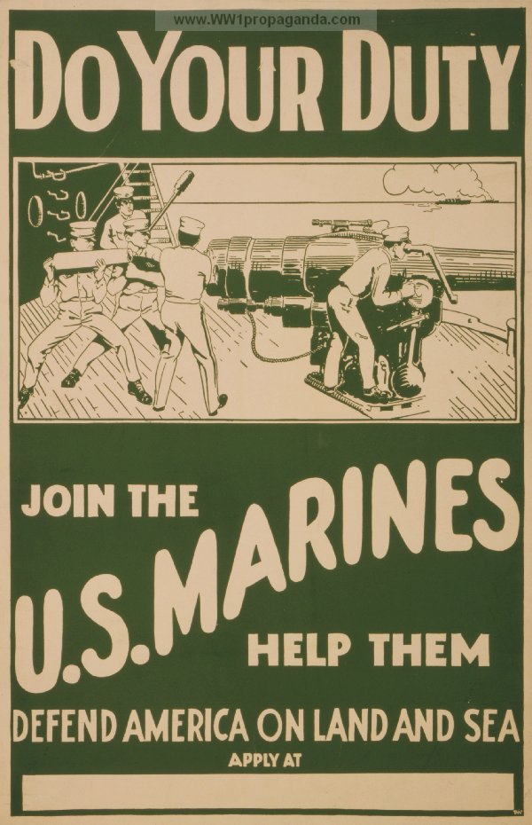 Исполни свой долг - вступай в морскую пехоту. Защищай Америку на суше и на море