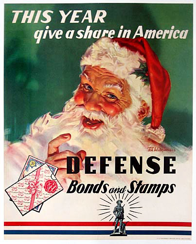 Отдай свою долю Америке в этом году (редкий плакат, изданный незадолго до Пирл-Харбора, речь в нем идет еще не о военных займах, а об оборонных гособлигациях и почтовых марках)