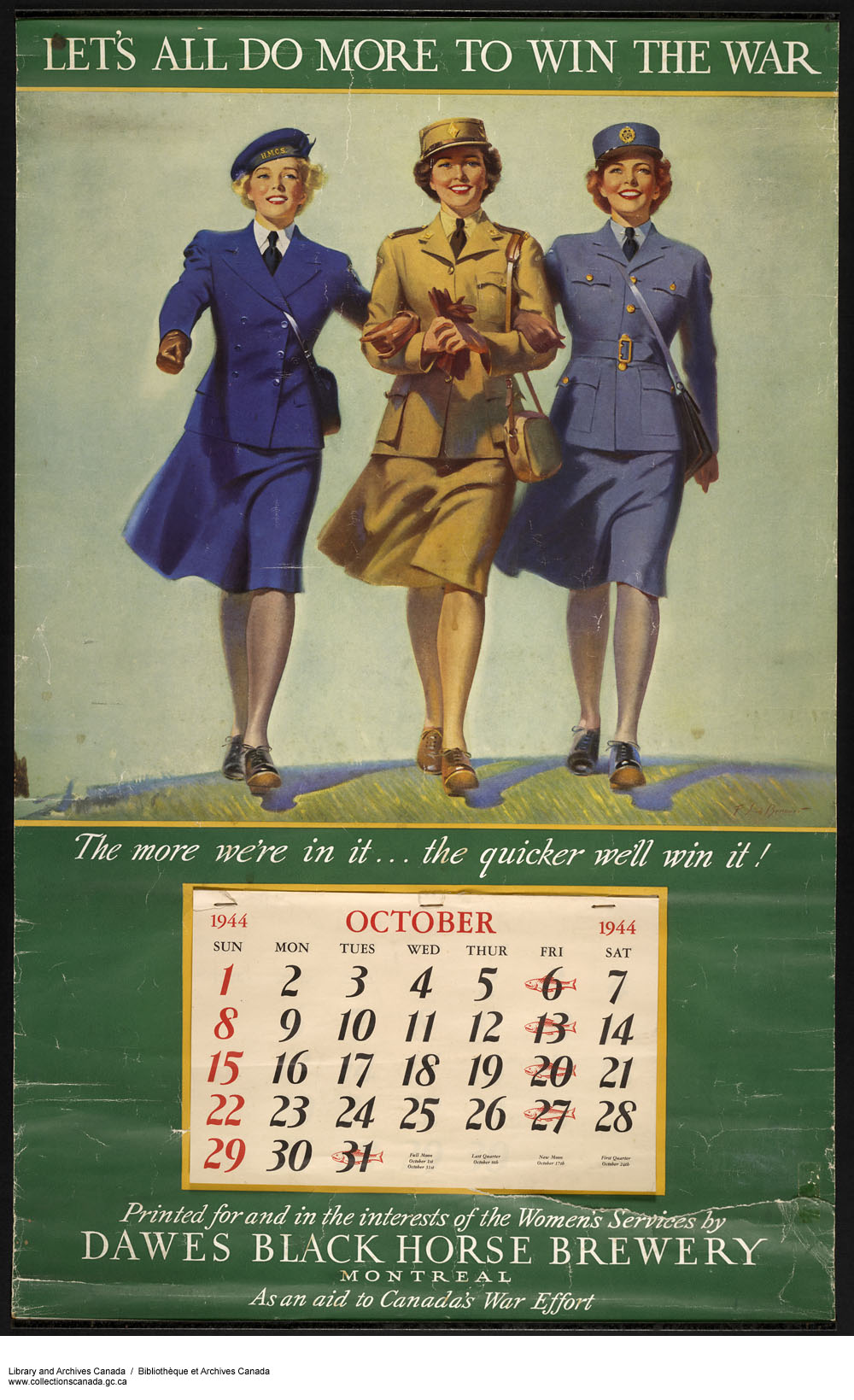 Давайте сделаем еще больше, чтобы победить в войне (на плакате изображены дамы из женских подразделений флота, армии и авиации)