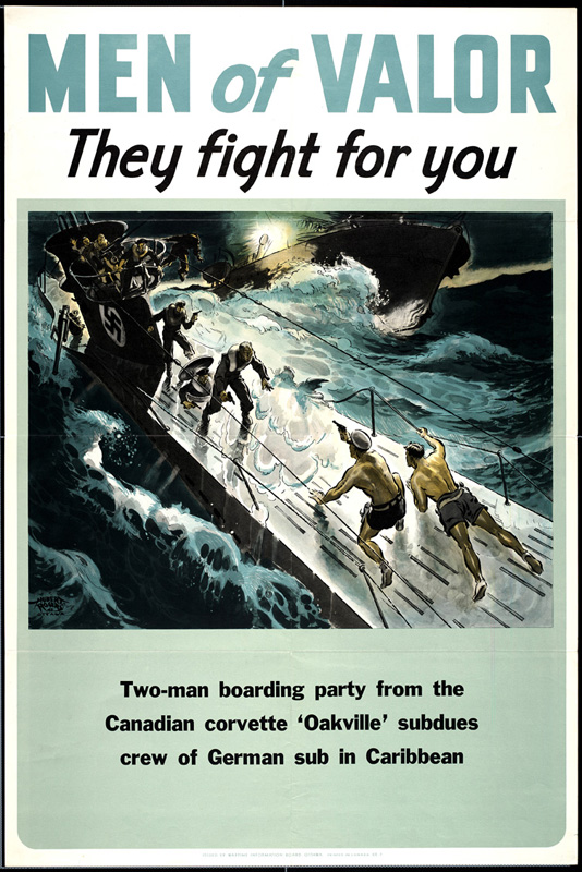 Отважные люди - они сражаются за тебя! Два канадца с корвета Оквиль берут в плен экипаж немецкой подводной лодки