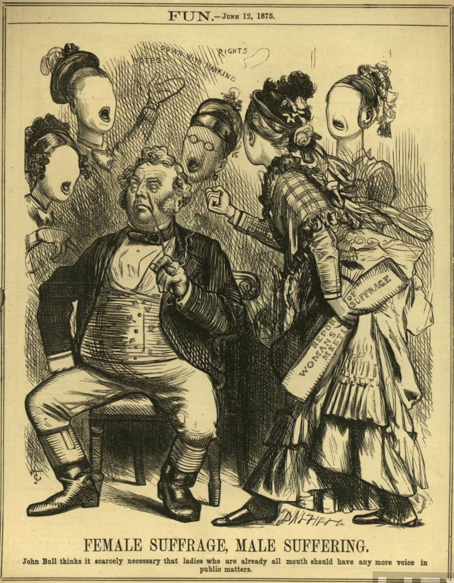 Карикатура против суфражизма, 1875 г.