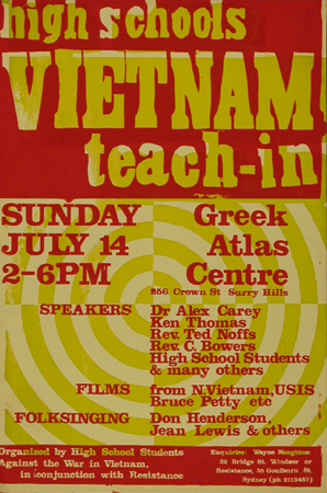 Анонс культурного мероприятия против войны во Вьетнами - с речами и показом фильмов