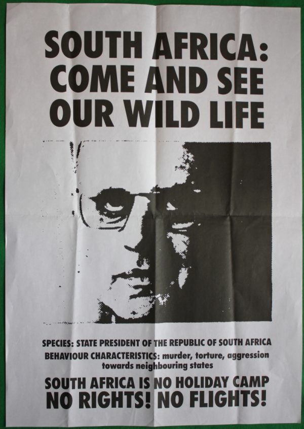 1988 год. Данный плакат обыгрывает рекламу авиакомпании South African Airways