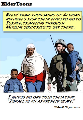 Каждый год тысячи беженцев едут из африканских стран в Израиль через мусульманские страны. Думаю, что никто из них не сказал им (мусульманам), что в Израиле апартеид