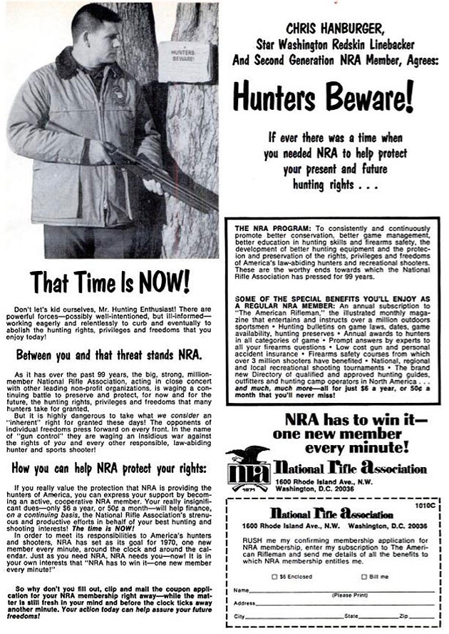 1970. Плакат в защиту прав охотников