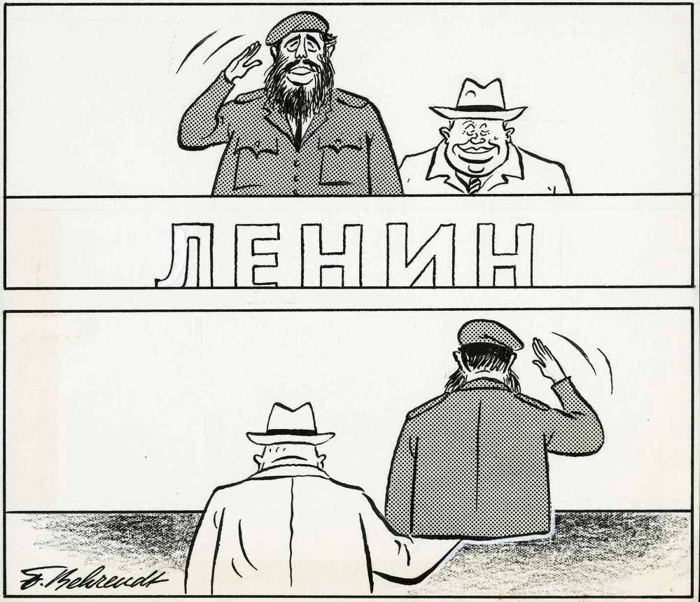 Хрущев и Фидель Кастро: вид спереди и вид сзади (1963 год)
