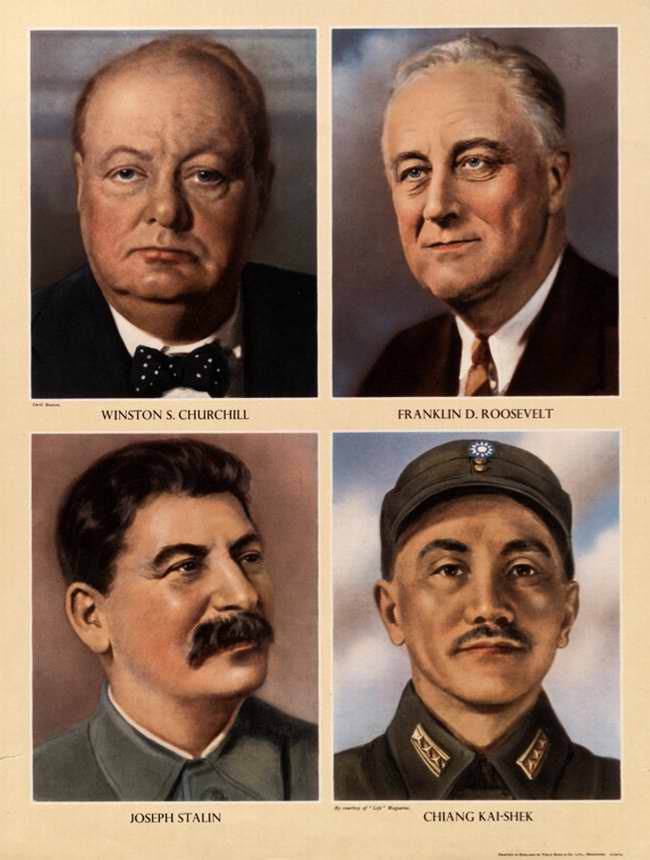Уинстон Черчилль, Франклин Делано Рузвельт, Иосиф Сталин и Чан Кайши (Великобритания)
